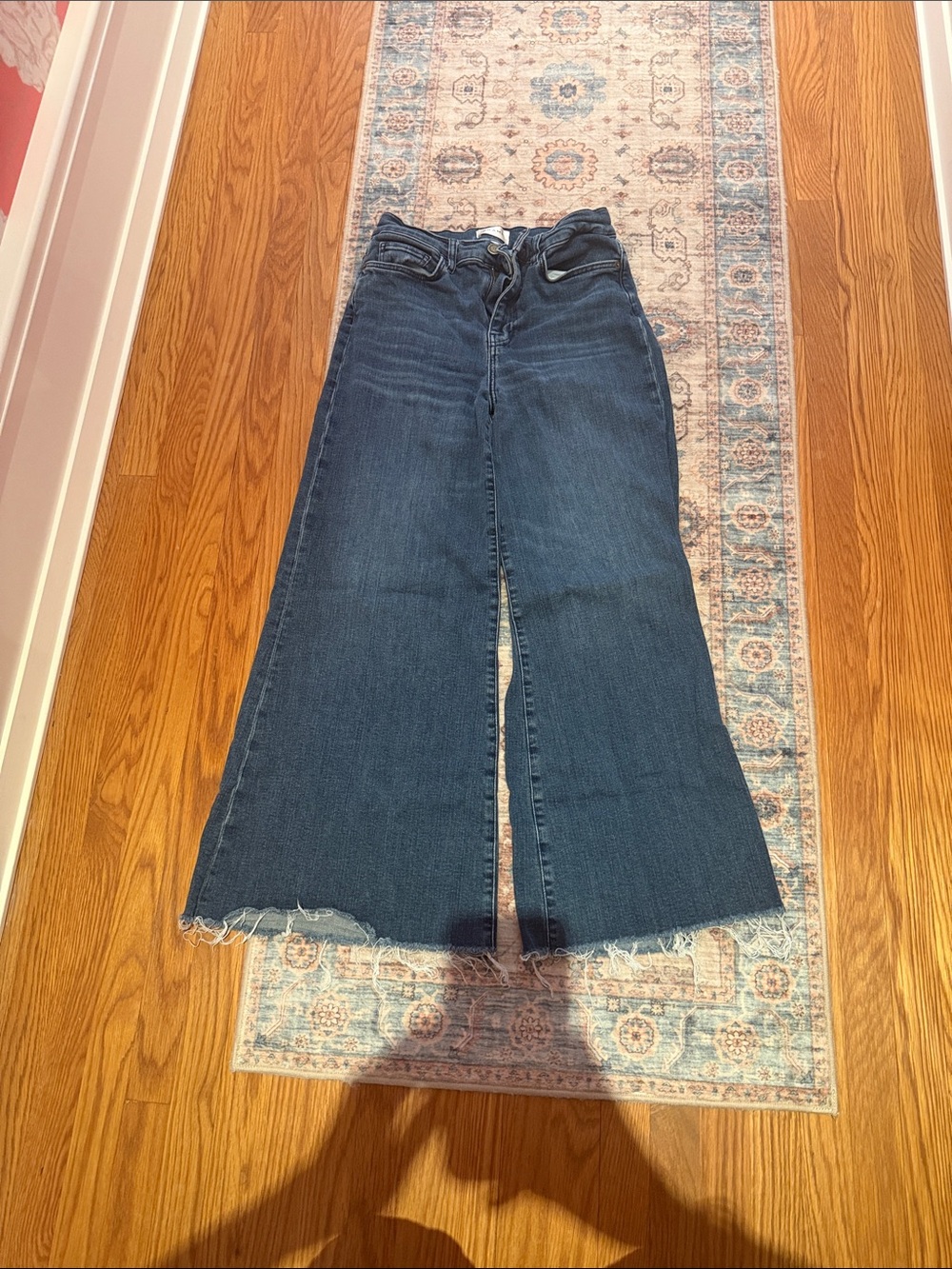 Frame Denim Dark Blue Wide-Leg High-Rise Jeans